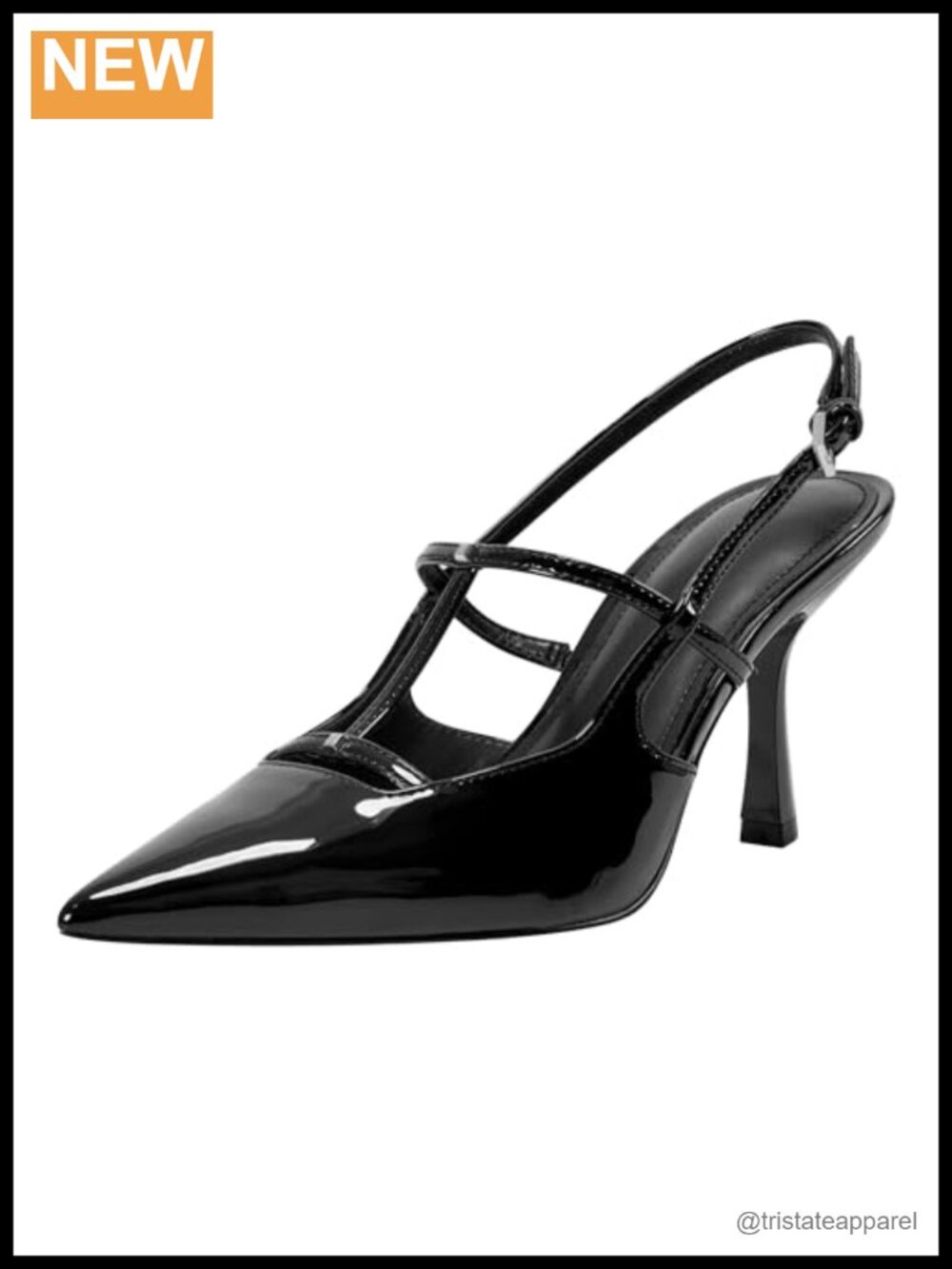 Pointy Toe Slingback Stiletto Heel Dress Pumps Adjustable Buckle Closure